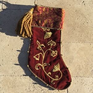 Sweet Dreams Red and Gold Holiday Stocking